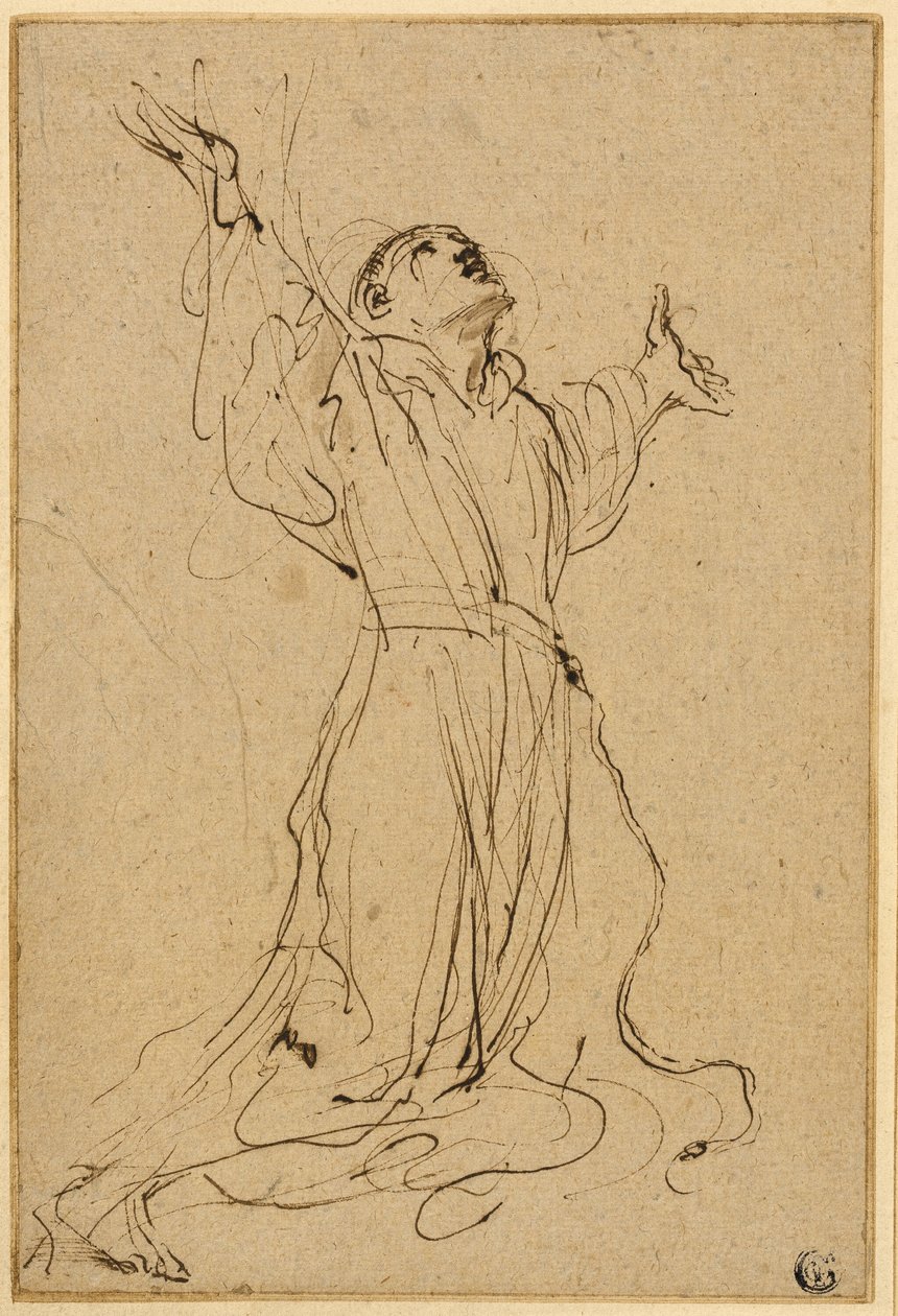 Studium o otrzymaniu stygmatu św. Franciszka autorstwa Guercino