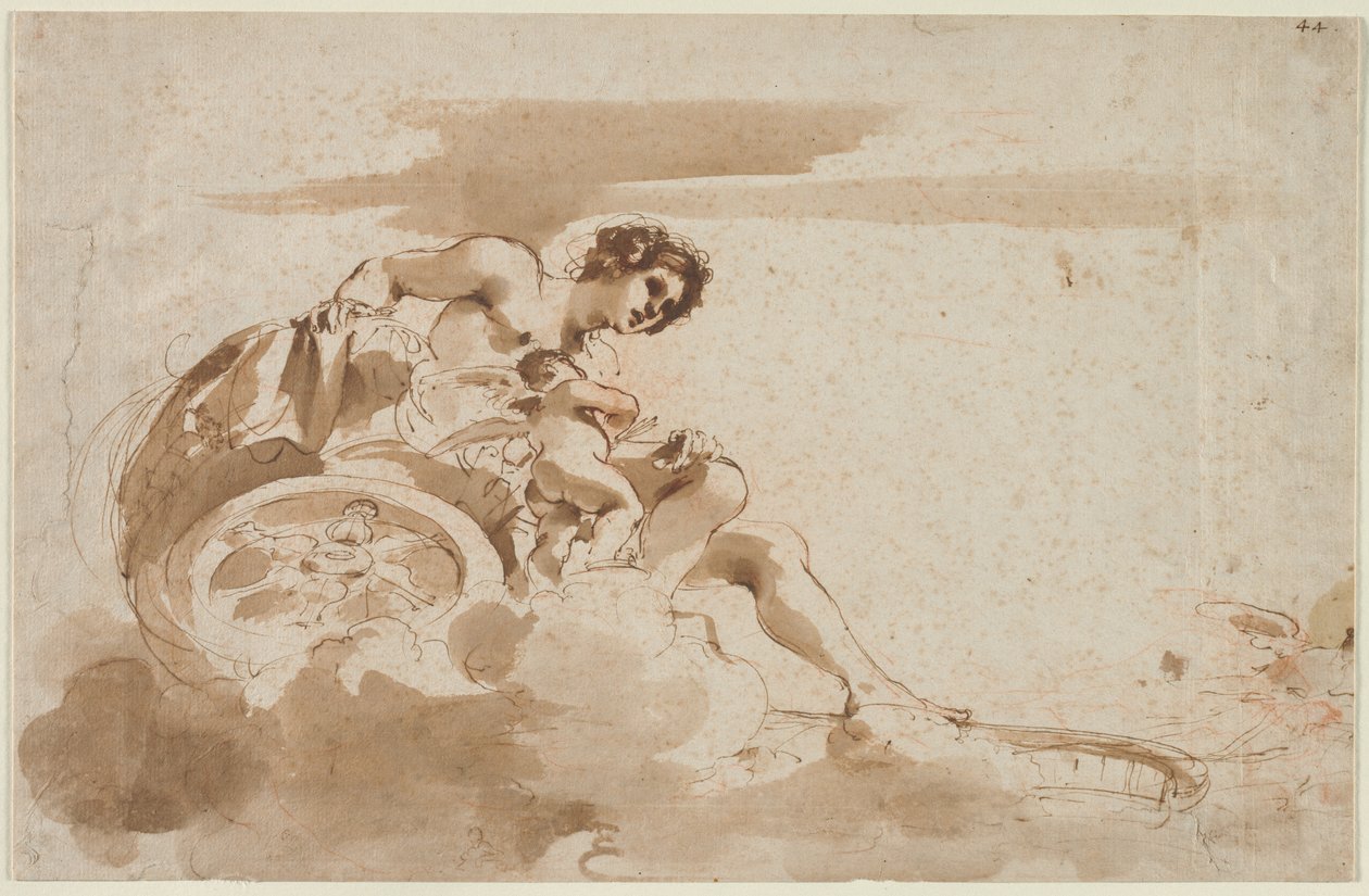 Wenus i Kupidyn w rydwanie autorstwa Guercino