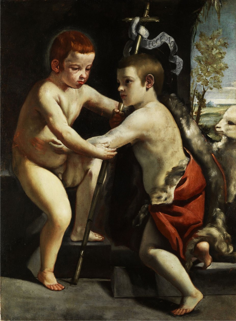 Dzieciątko Jezus z chłopcem Janem autorstwa Guido Cagnacci