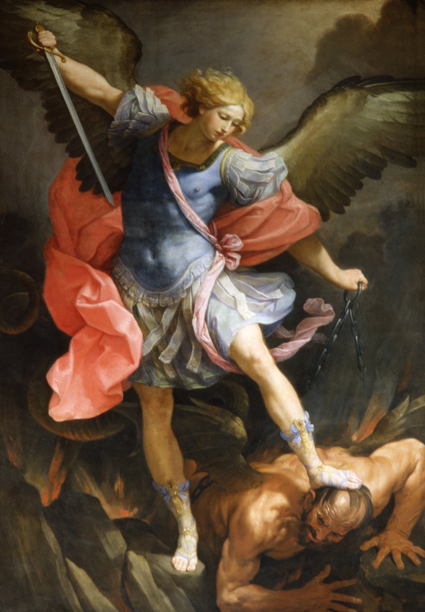 Archanioł Michał pokonujący szatana, c.1636 autorstwa Guido Reni