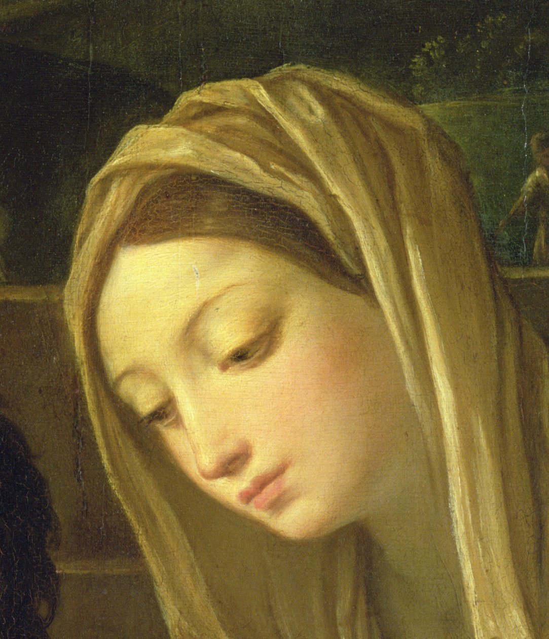 Adoracja pasterzy, fragment Matki Boskiej, ok. 1640-1642 (detal z 35651) autorstwa Guido Reni