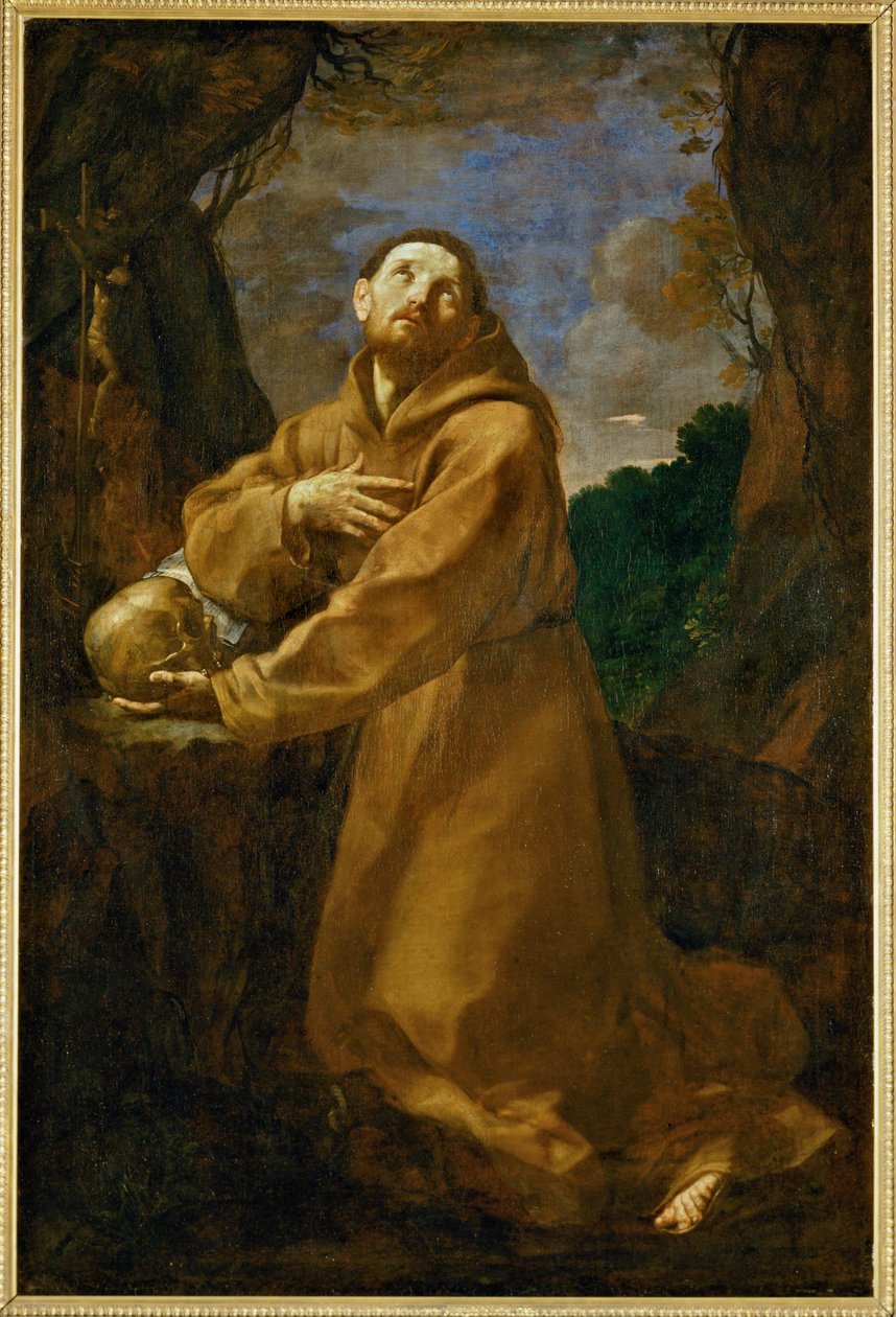 Święty Franciszek z Asyżu w medytacji ... autorstwa Guido (follower of) Reni