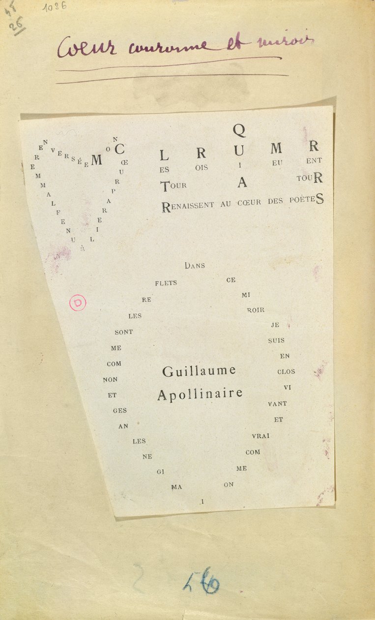 Wycinanka z „Et Moi aussi Je Suis Peintre”, 1914 (tusz na papierze) autorstwa Guillaume Apollinaire