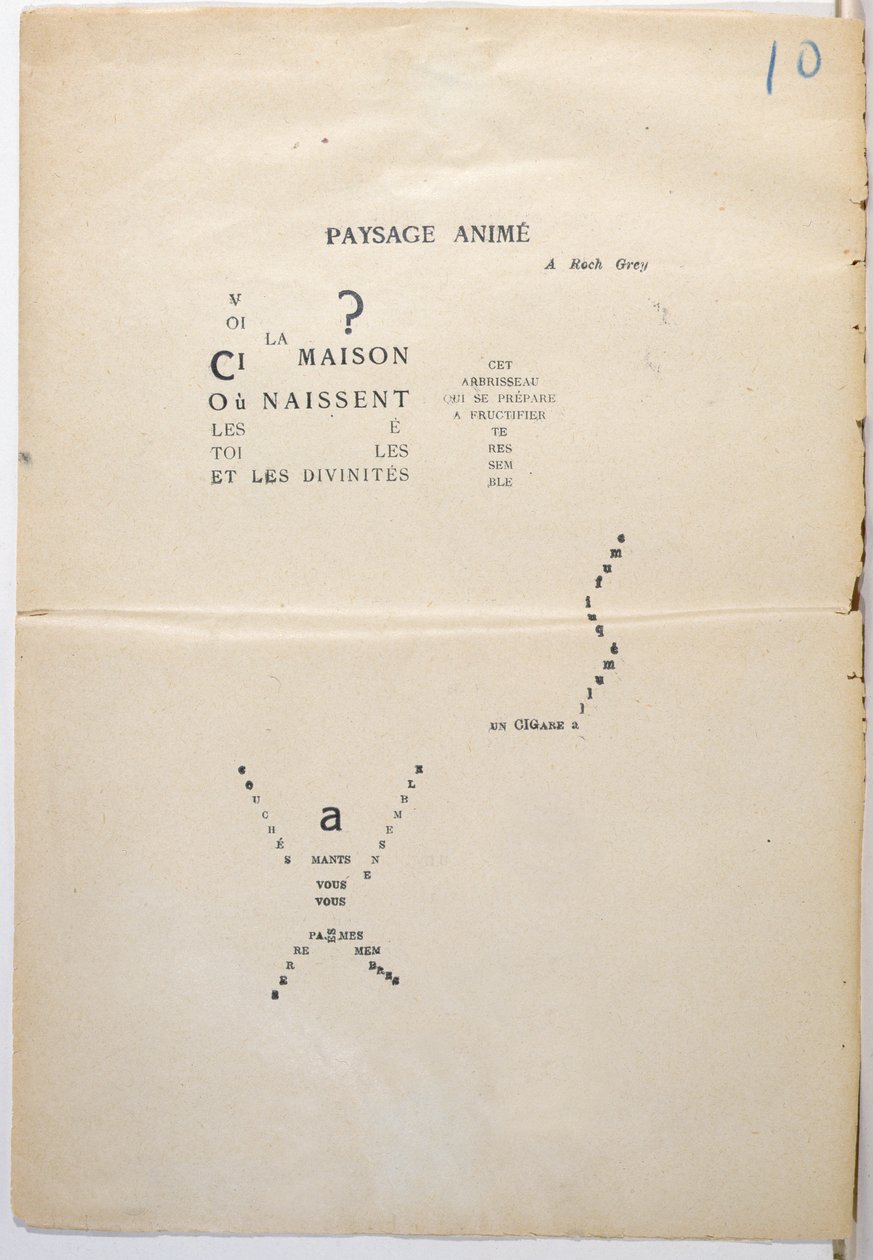 Próbna kopia strony z „Et Moi aussi Je Suis Peintre”, 1914 (tusz na papierze) autorstwa Guillaume Apollinaire