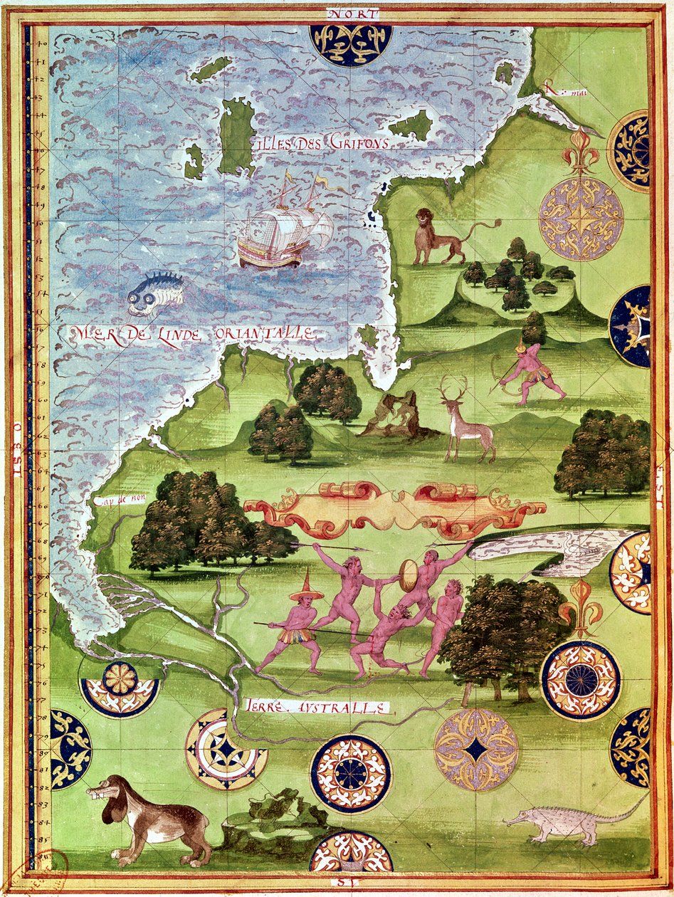 Fol.34v Mapa Australii z „Cosmographie Universelle”, 1555 autorstwa Guillaume Le Testu