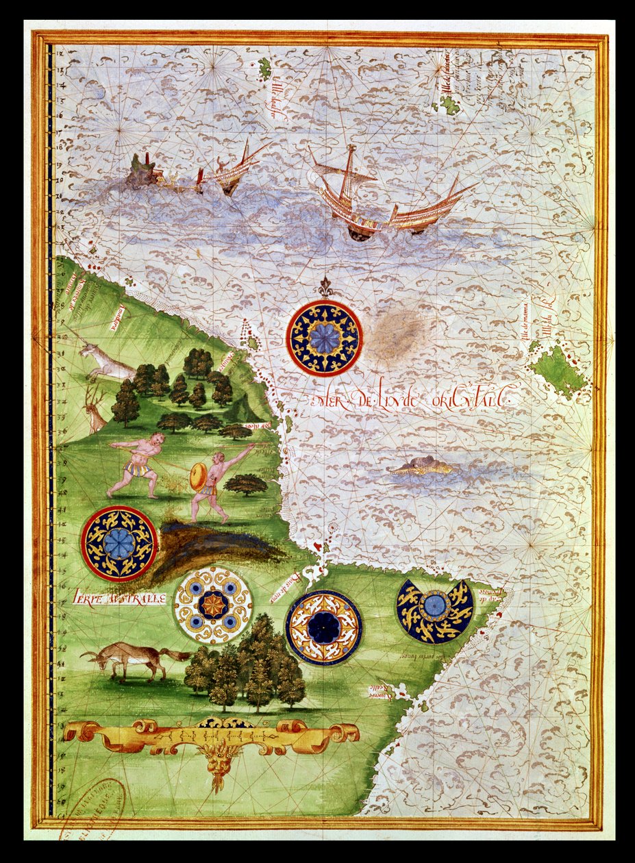 Fol.41v Mapa Australii z „Cosmographie Universelle”, 1555 autorstwa Guillaume Le Testu