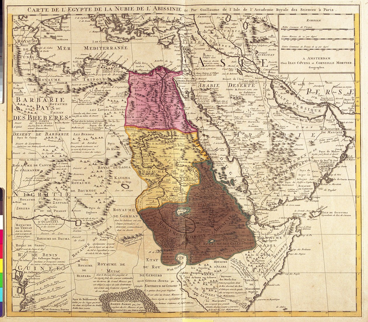 Egipt, Sudan, Erytrea, Dżibuti, Etiopia autorstwa Guillaume Delisle