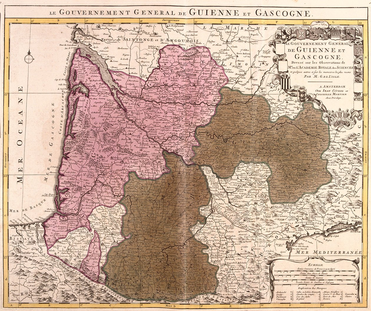 Guyenne, Gaskonia, Francja autorstwa Guillaume Delisle