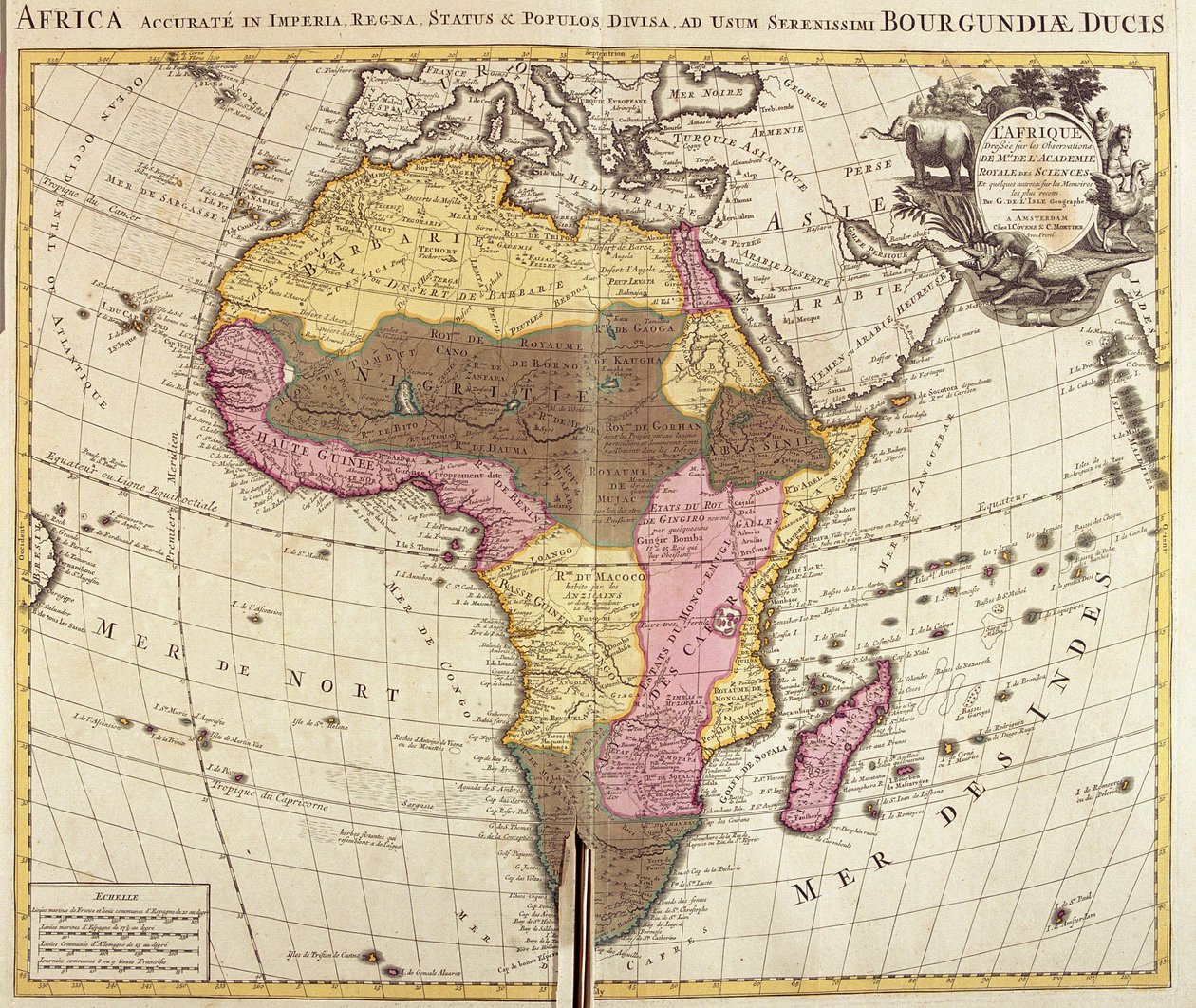 Mapa Afryki (akwaforta autorstwa Guillaume Delisle