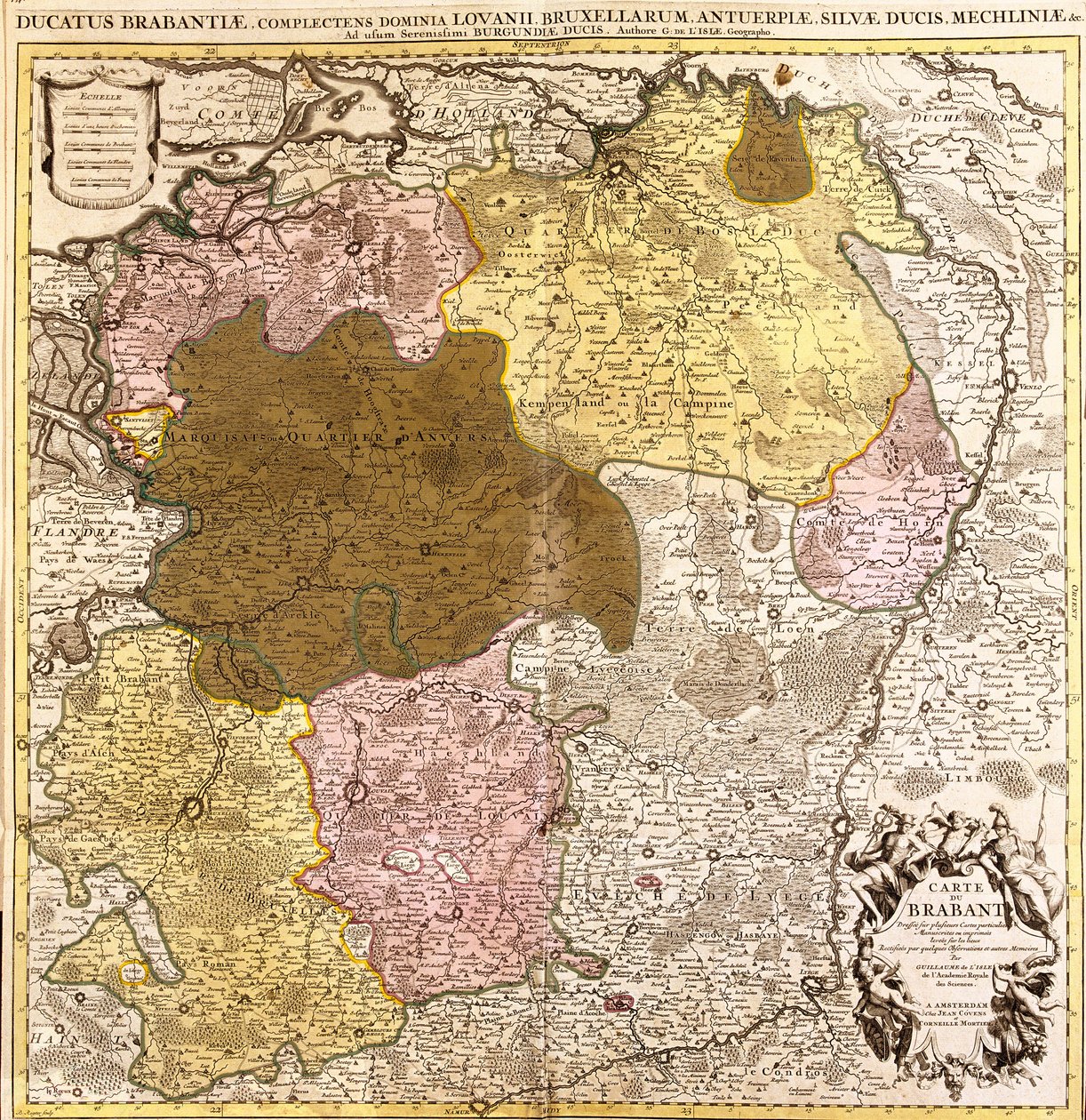 Mapa Brabancji (Belgia i Holandia) (akwaforta) autorstwa Guillaume Delisle