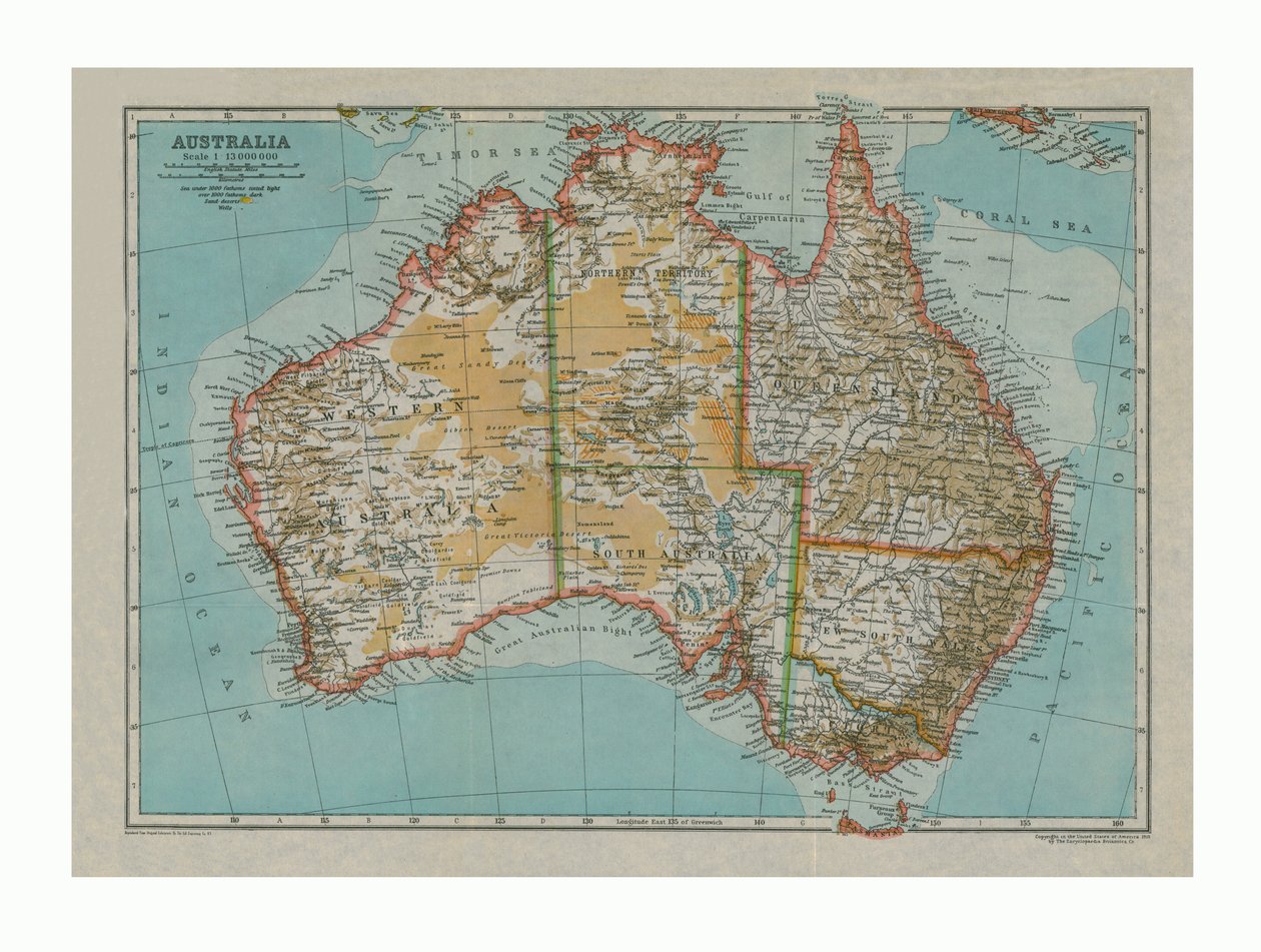Mapa Australii, ok. 1910 r autorstwa Gull Engraving Company