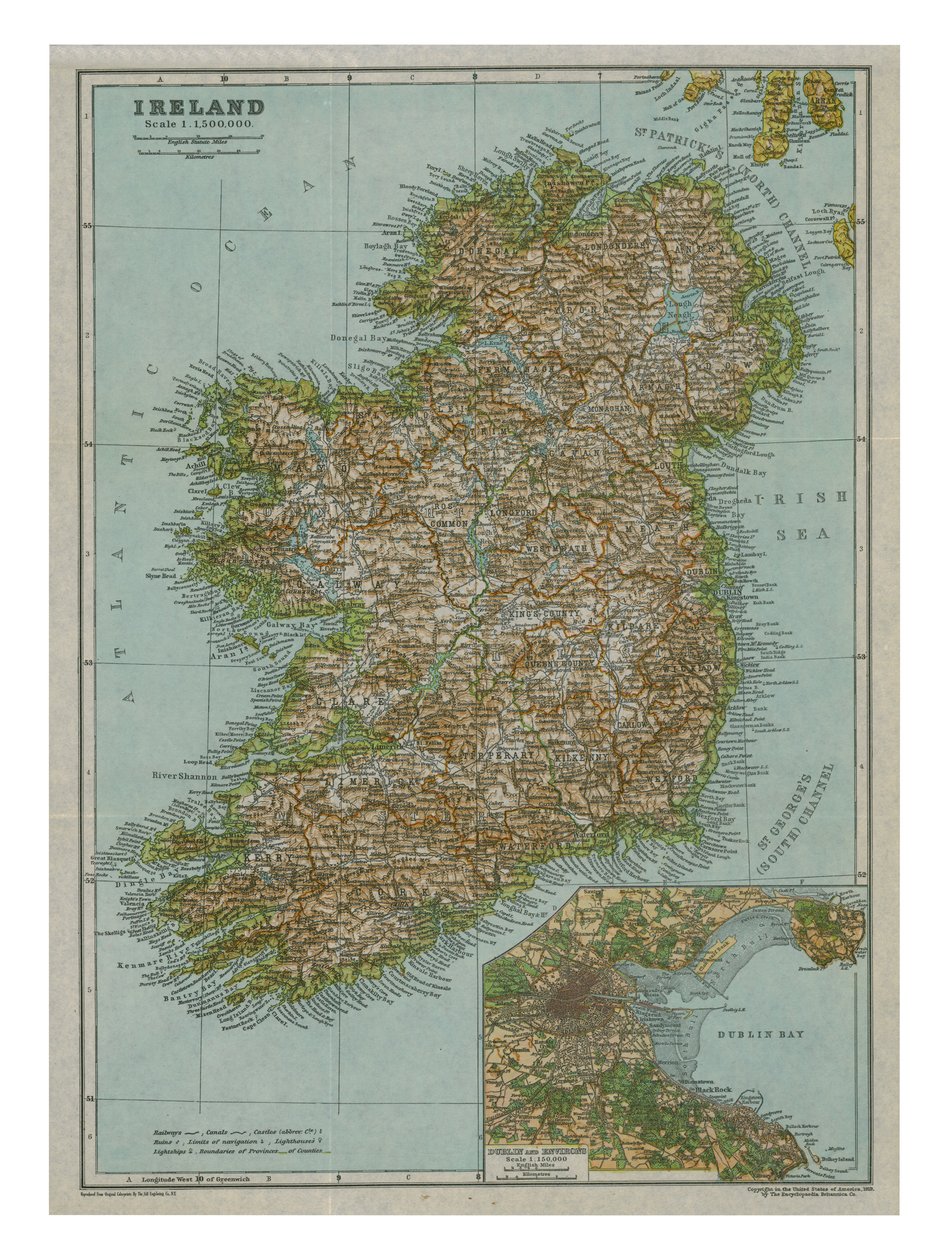 Mapa Irlandii, c1910 autorstwa Gull Engraving Company