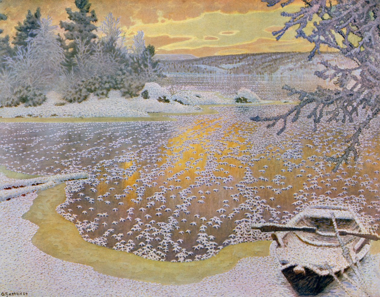 Mróz na lodzie autorstwa Gustaf Edolf Fjaestad
