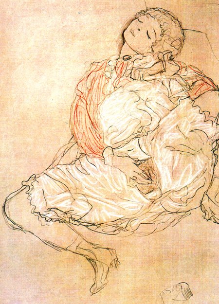 MasturbacjaAngielski: Kobieta siedząca z otwartymi udami Deutsch: Frau bei der Selbstbefriedigungn autorstwa Gustav Klimt