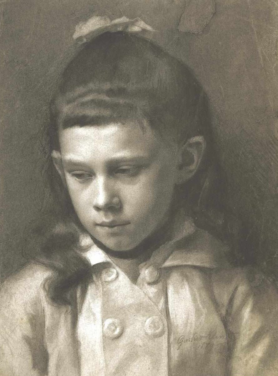 Portret małej dziewczynki w połowie długości autorstwa Gustav Klimt