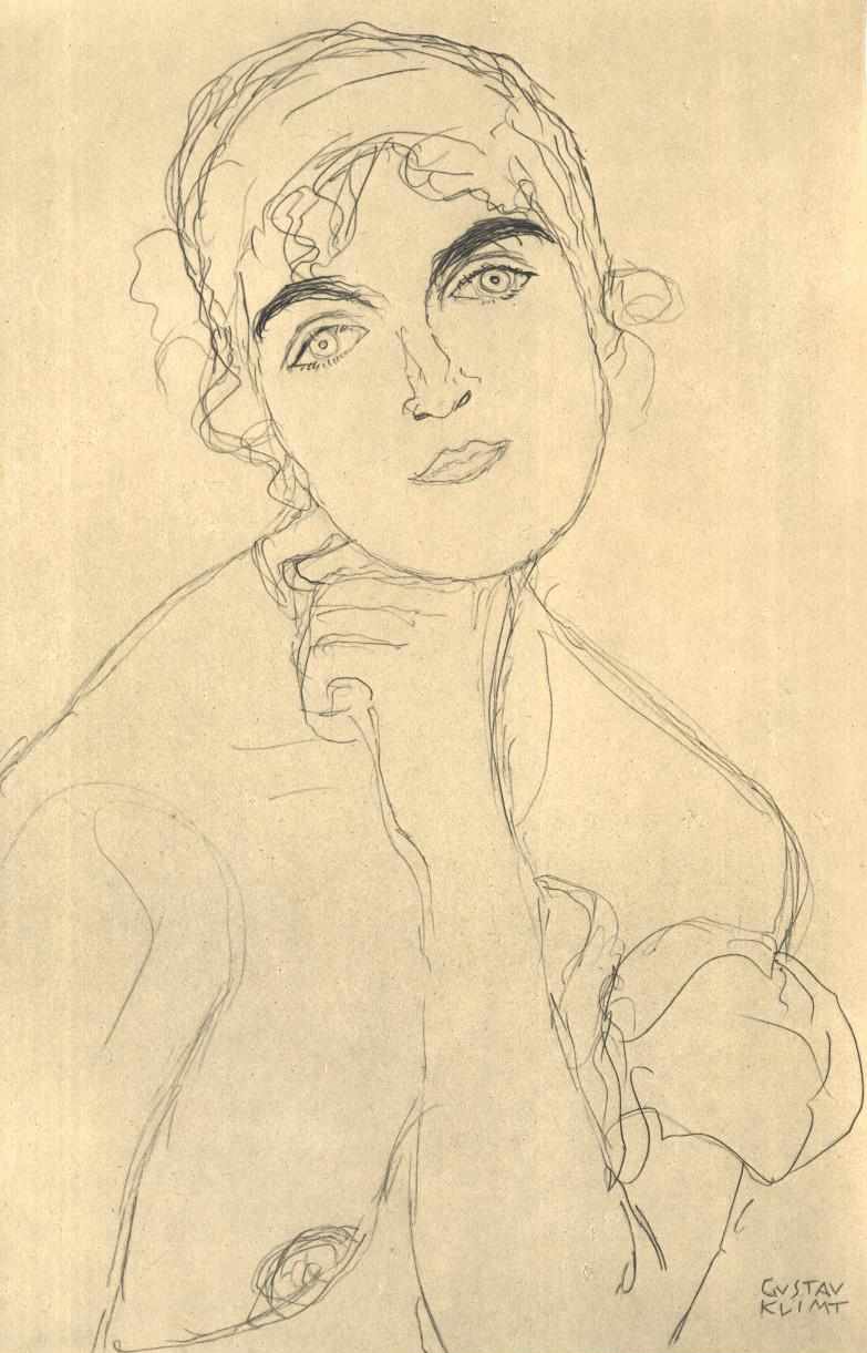 Portret w połowie długości z przodu autorstwa Gustav Klimt