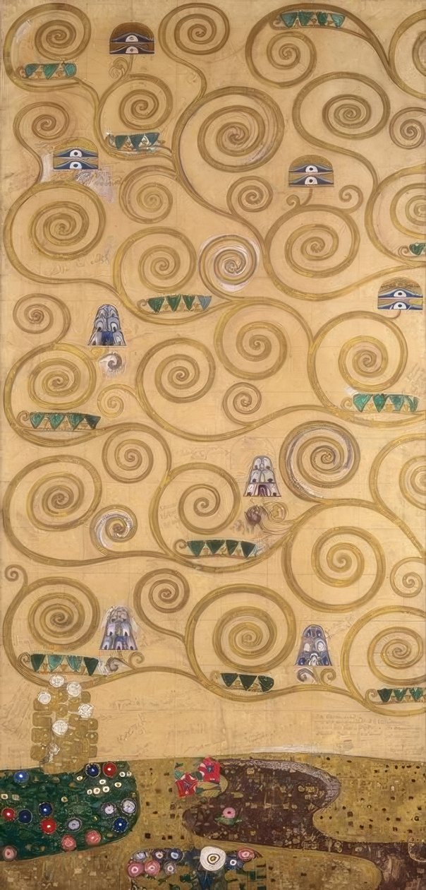 Drzewo życia (lewa część zewnętrzna) autorstwa Gustav Klimt