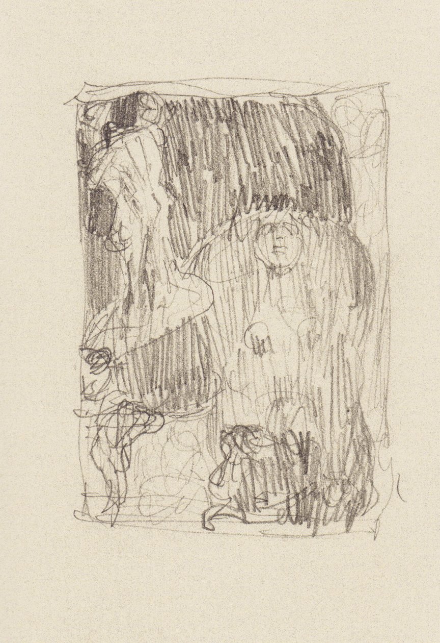 Sfinks z wiedzą, kulą ziemską, kochankami, starym zdesperowanym człowiekiem autorstwa Gustav Klimt
