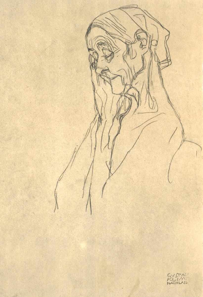 Głowa starej kobiety z lewej strony autorstwa Gustav Klimt