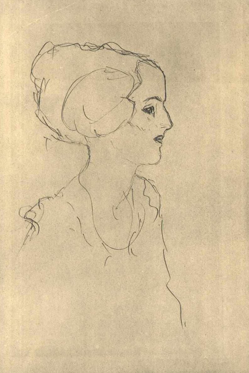 Dziewczyna w profilu po prawej autorstwa Gustav Klimt