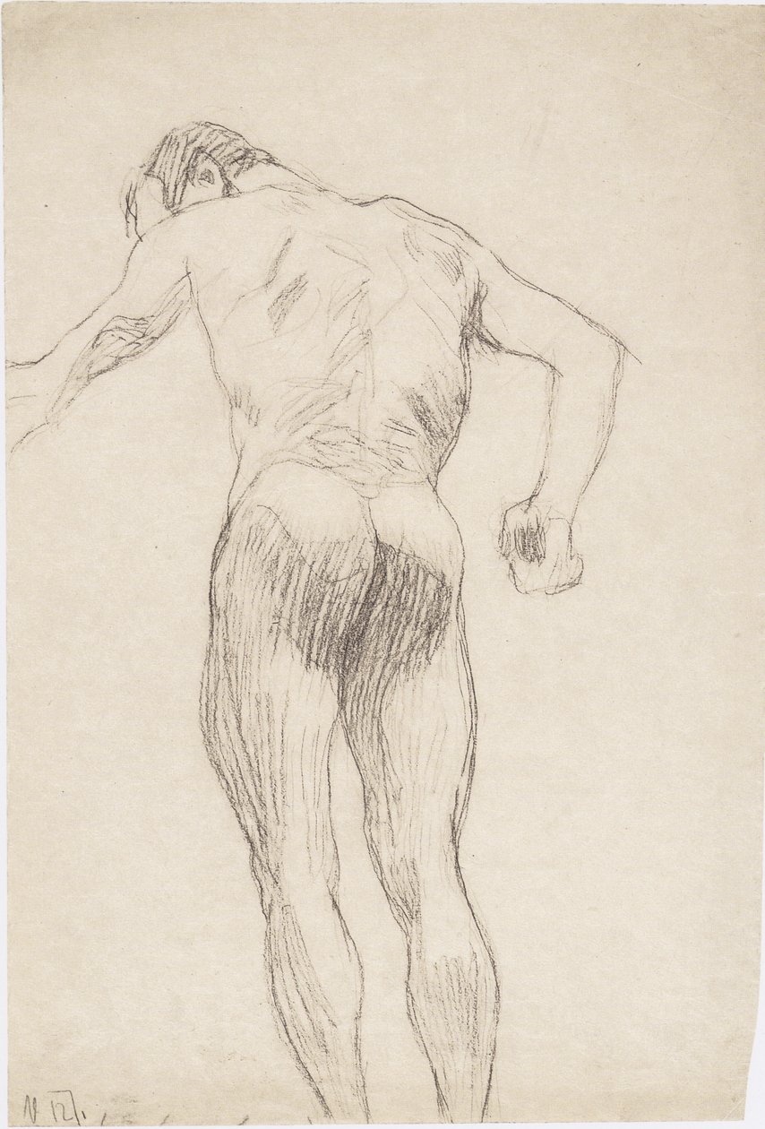 Mężczyzna z powrotem nago po lewej stronie autorstwa Gustav Klimt