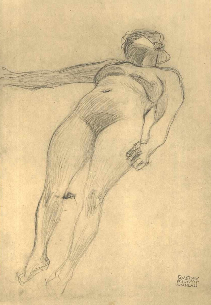 Akt unoszący się w prawo autorstwa Gustav Klimt
