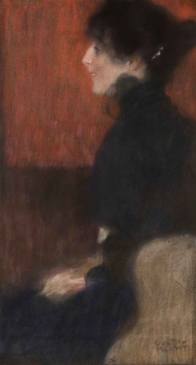 Portret damy, 1887-1907 (pastel na papierze) autorstwa Gustav Klimt