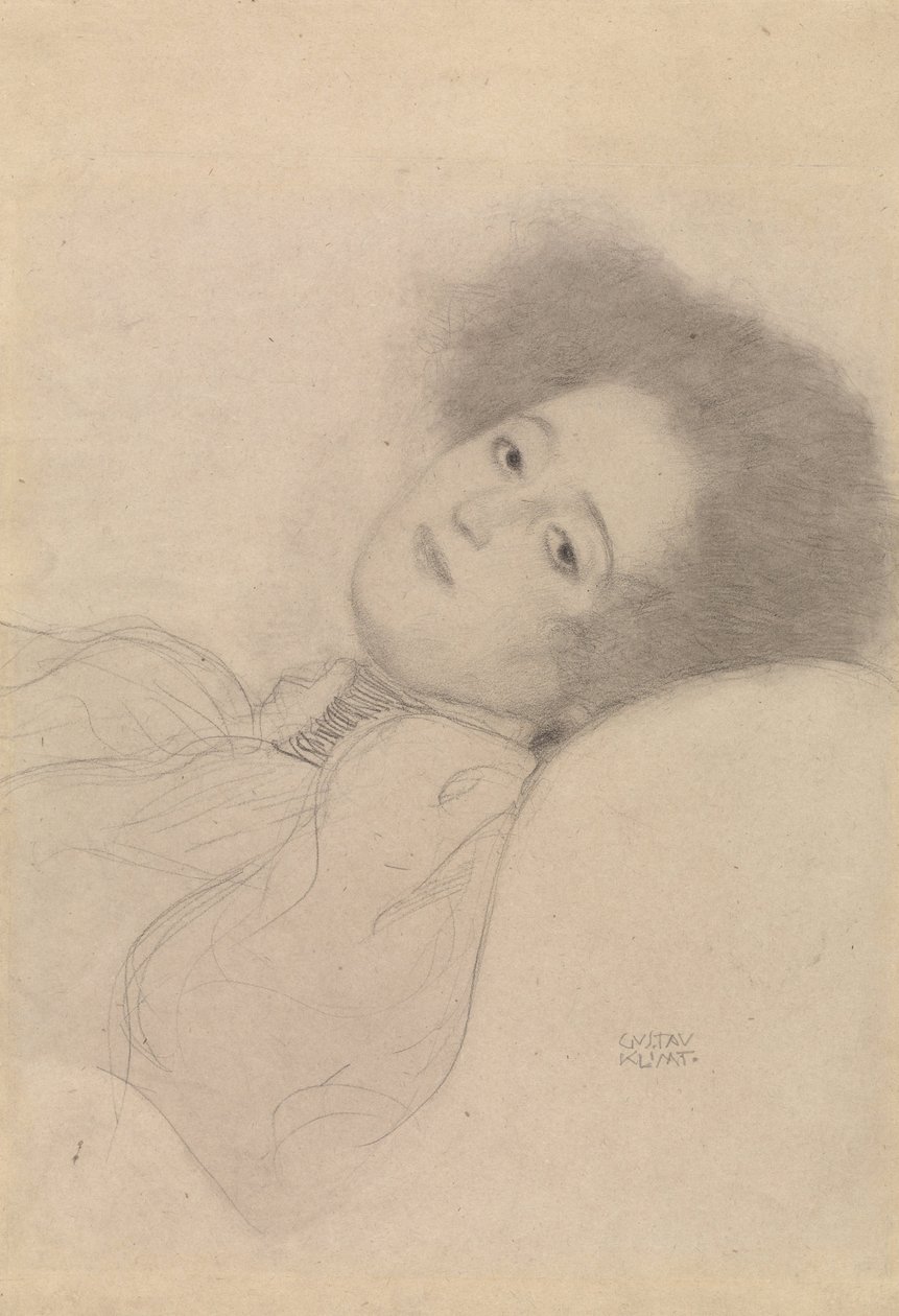 Portret młodej kobiety leżącej autorstwa Gustav Klimt