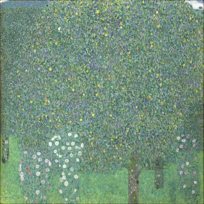 Różane krzewy pod drzewami autorstwa Gustav Klimt