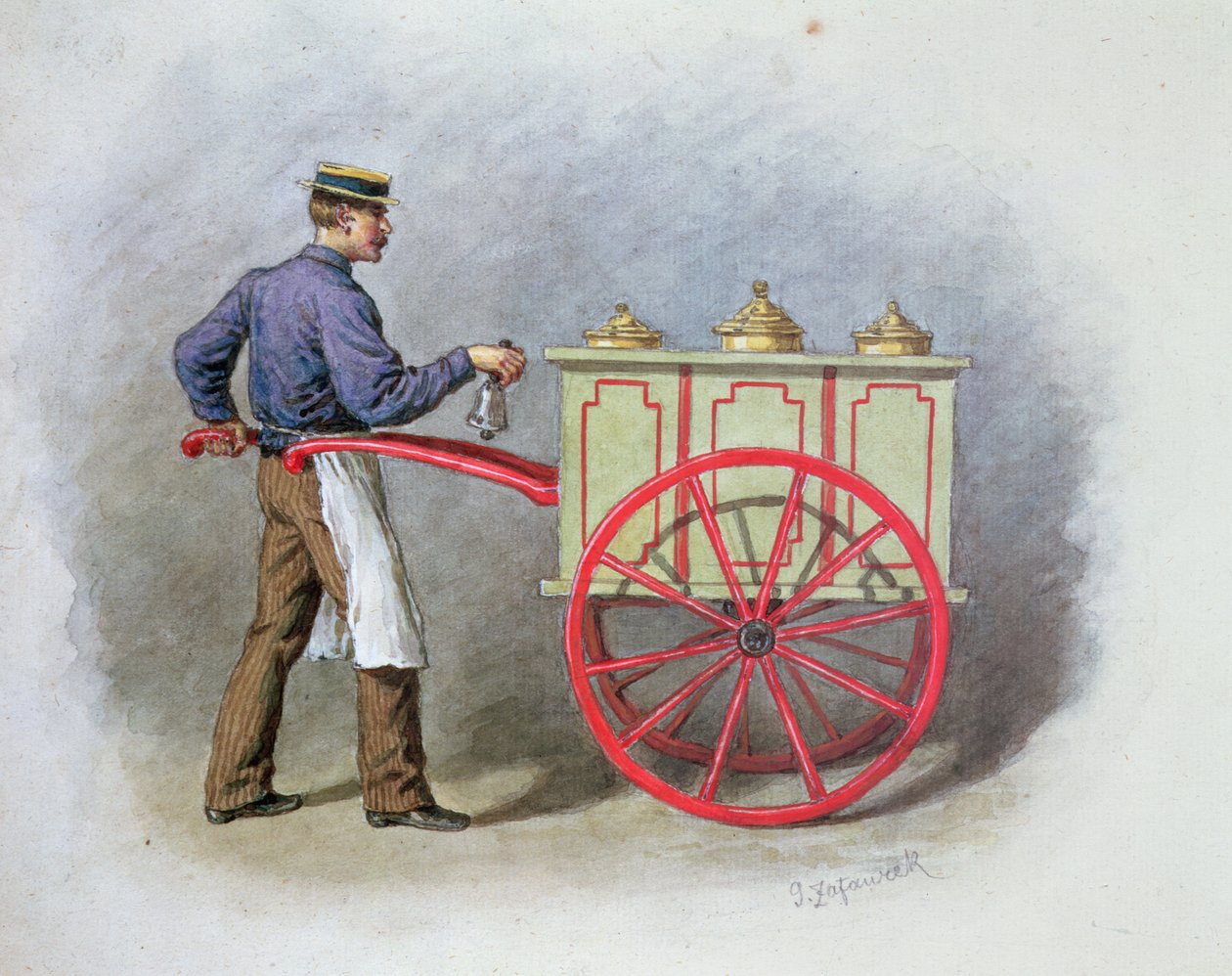Sprzedawca lodów, 1895 autorstwa Gustav Zafaurek