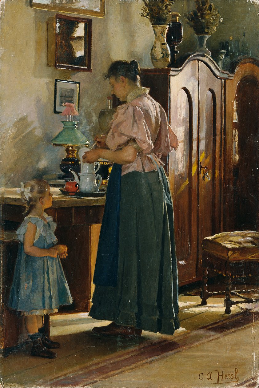 wieczorny posiłek autorstwa Gustav Adolf Hessl
