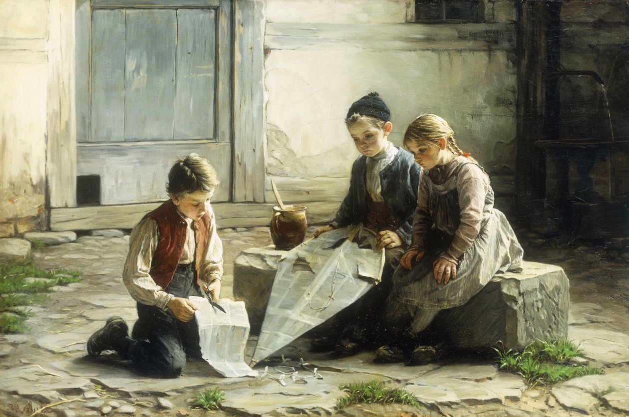 Naprawa latawca, 1895 autorstwa Gustav Igler
