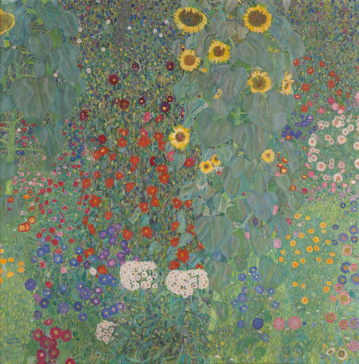 Ogród przydomowy ze słonecznikami autorstwa Gustav Klimt