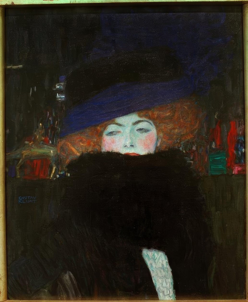Dama w kapeluszu i boa z piór autorstwa Gustav Klimt