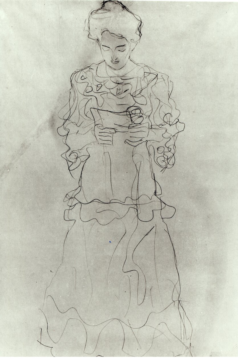 Dziewczyna czyta I, autorstwa Gustav Klimt