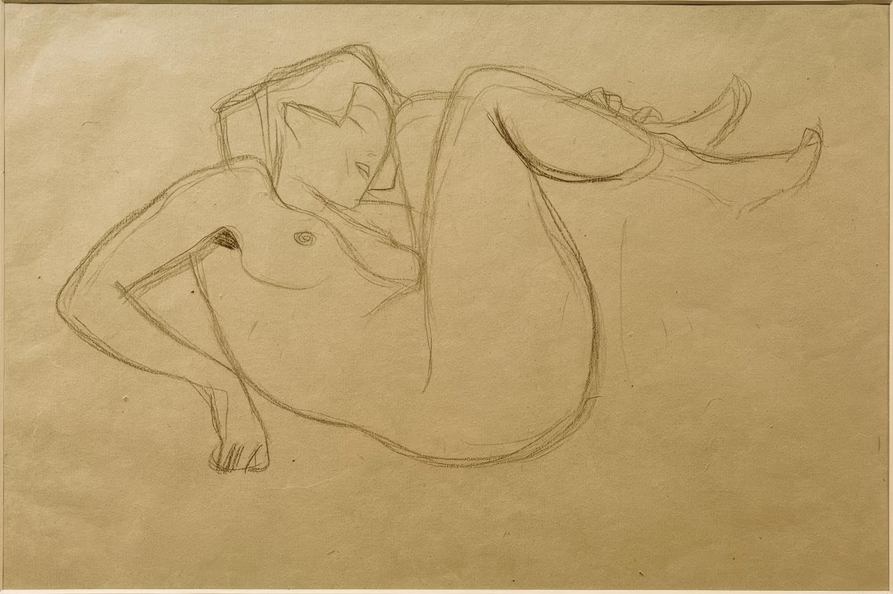 Naga dziewczyna przykucnięta z podciągniętymi udami (badanie) autorstwa Gustav Klimt