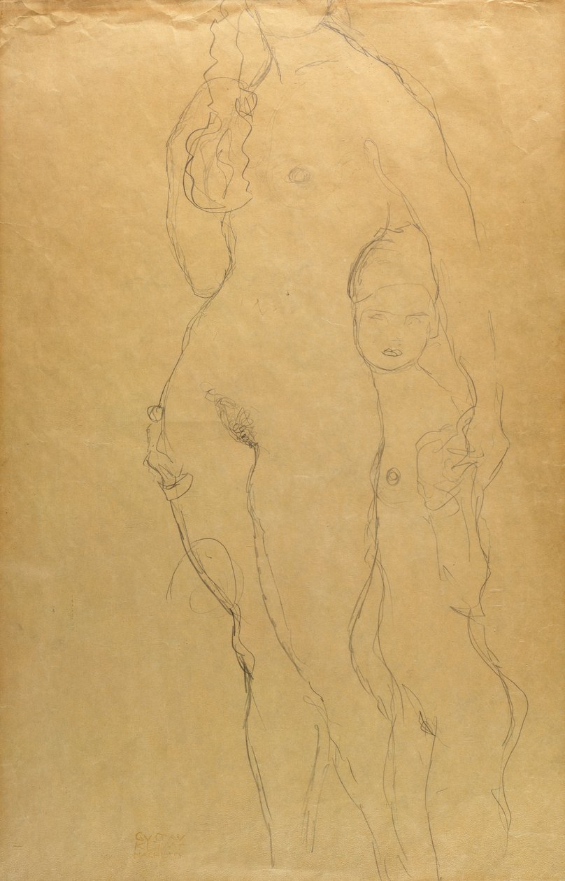Matka i córka (ołówek na papierze) autorstwa Gustav Klimt
