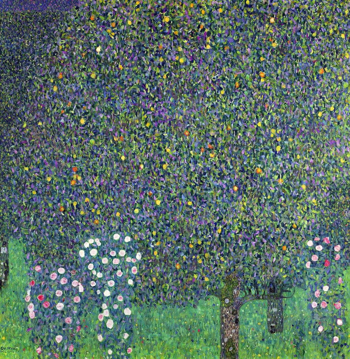 Róże pod drzewami, ok.1905 autorstwa Gustav Klimt