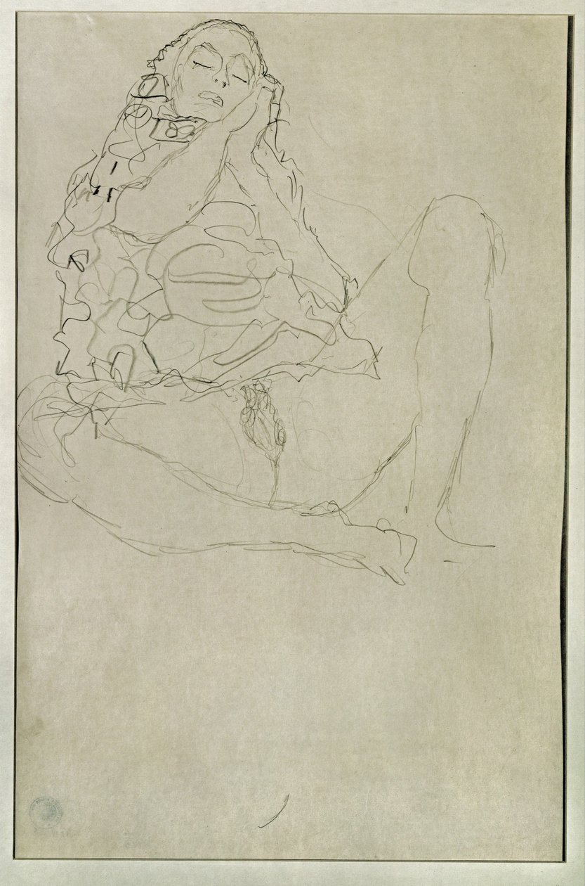 Siedząc półnago z zamkniętymi oczami autorstwa Gustav Klimt