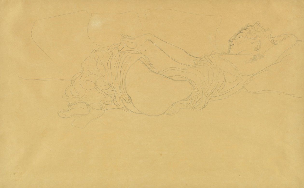 Kobieta leży na plecach, częściowo ubrana autorstwa Gustav Klimt