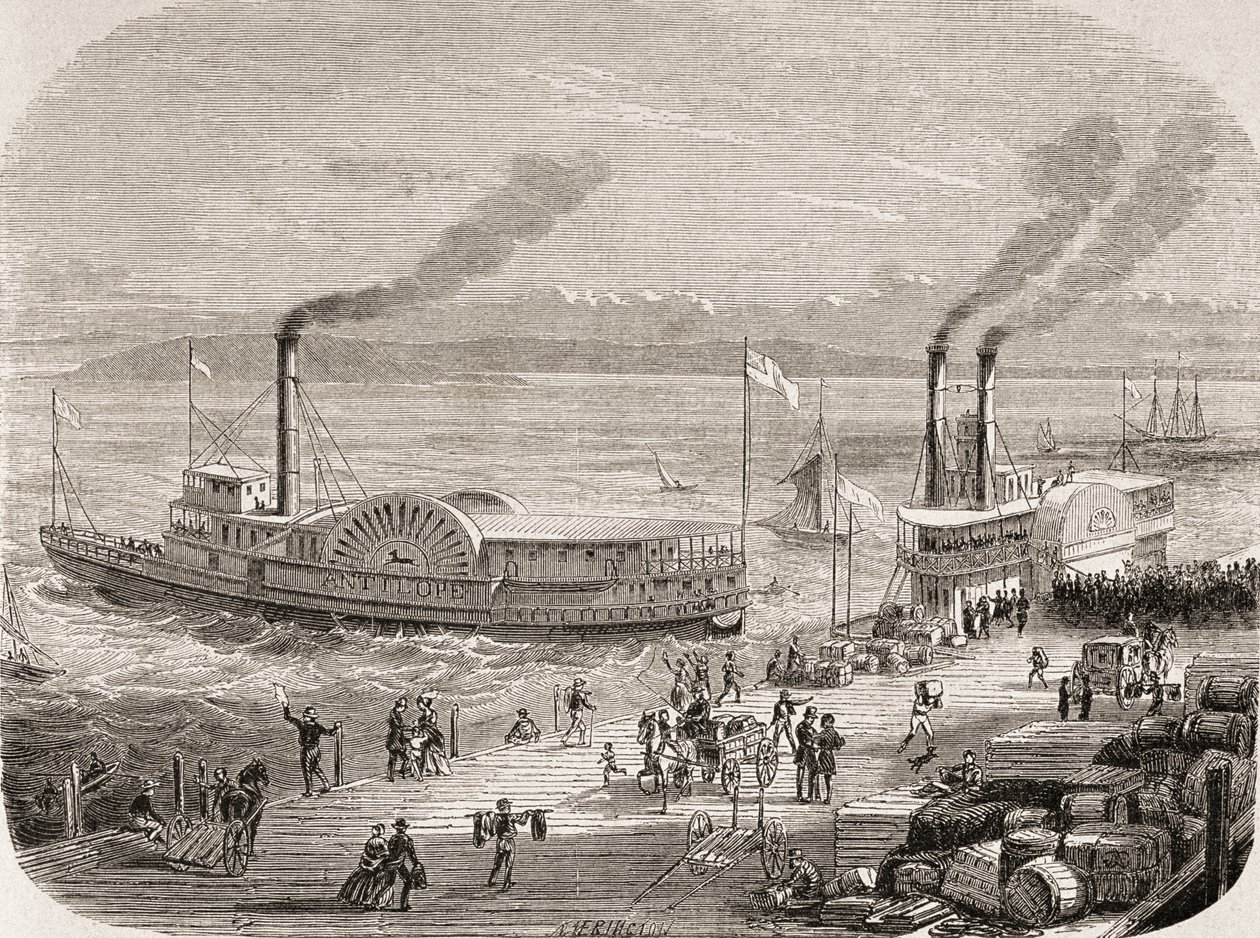 د سان فرانسسکو ډاکس په 1860s کې پولی autorstwa Gustave Adolphe Chassevent Bacques