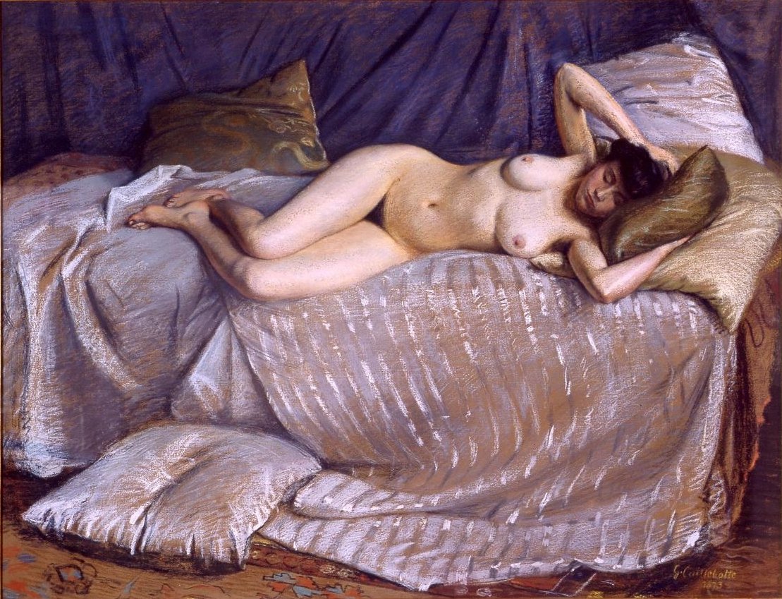 Naga kobieta leżąca na kanapie autorstwa Gustave Caillebotte