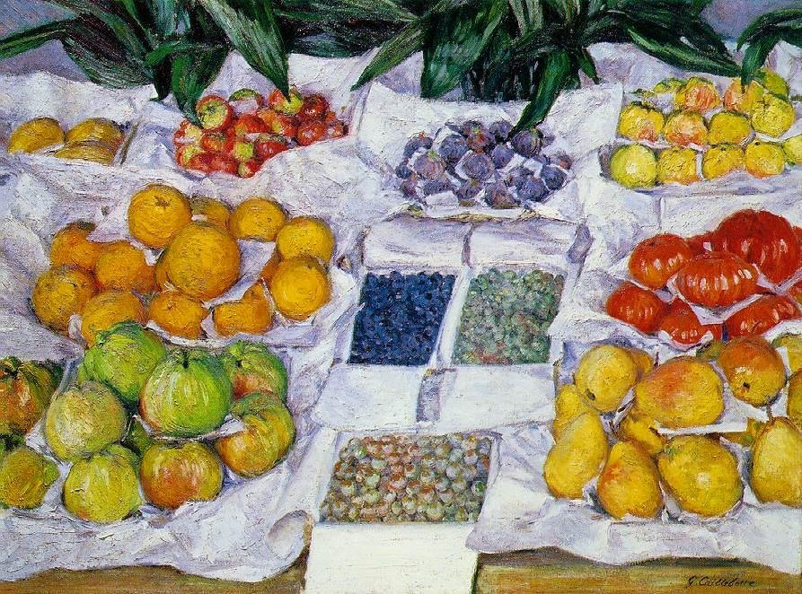 Owoce na wyświetlaczu autorstwa Gustave Caillebotte