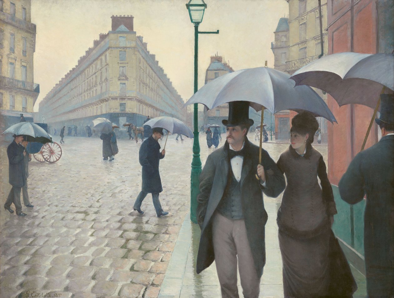 Ulica Paryska; Deszczowy dzień autorstwa Gustave Caillebotte