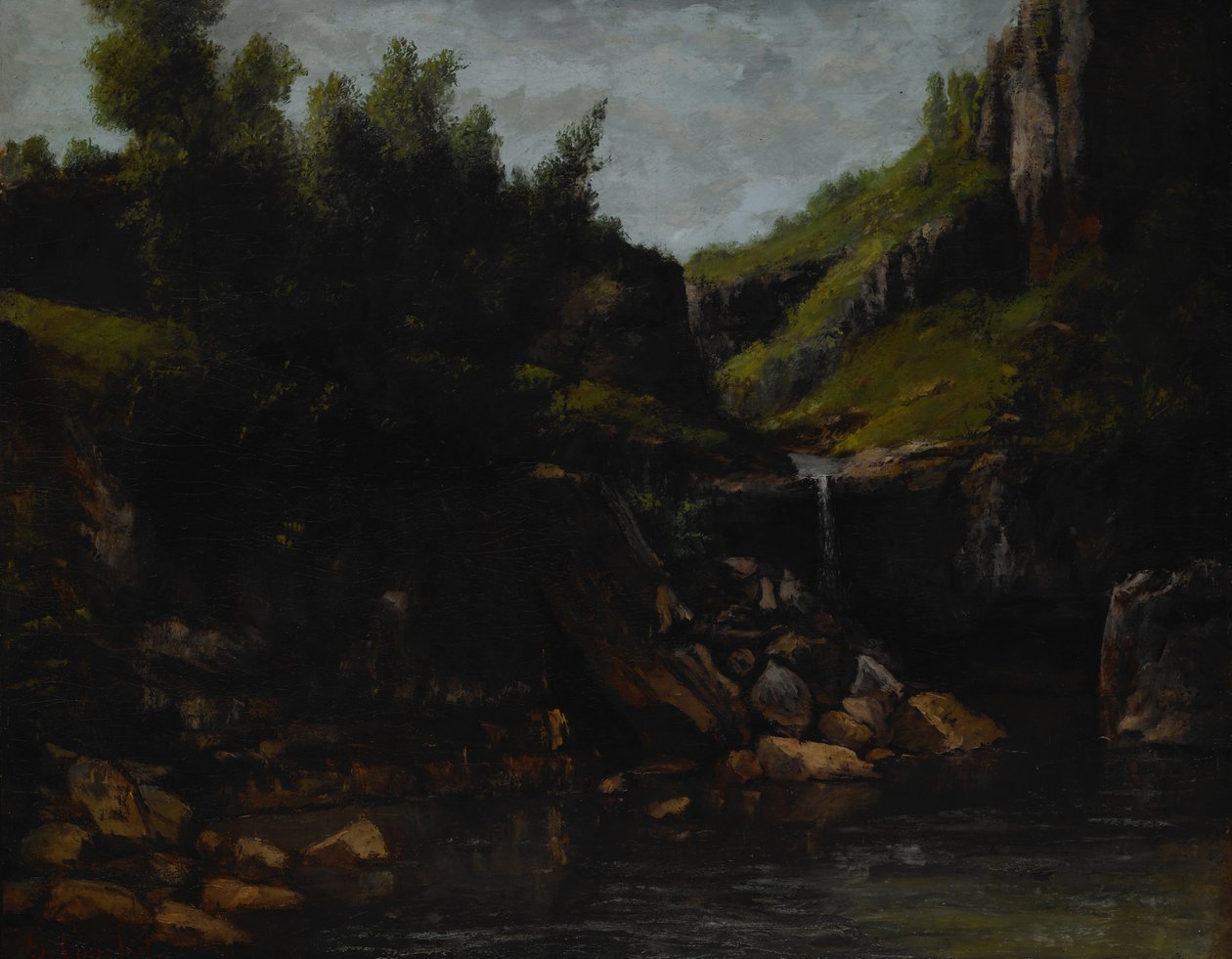 Kaskada w skalistym krajobrazie autorstwa Gustave Courbet