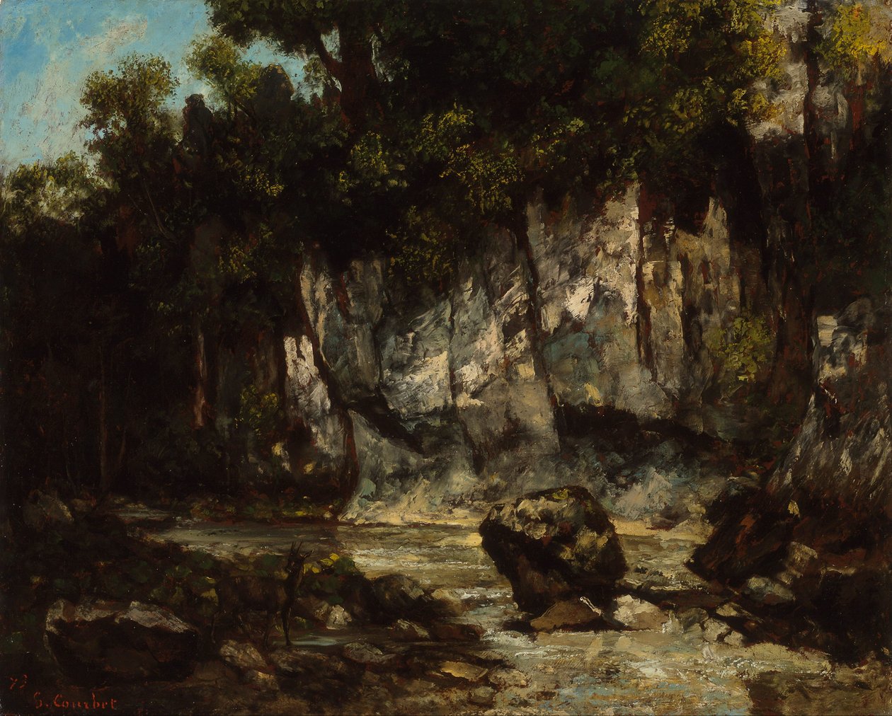 Krajobraz z jeleniem autorstwa Gustave Courbet