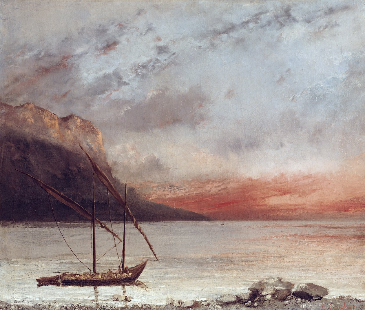 Zachód słońca nad jeziorem Leman, 1874 autorstwa Gustave Courbet
