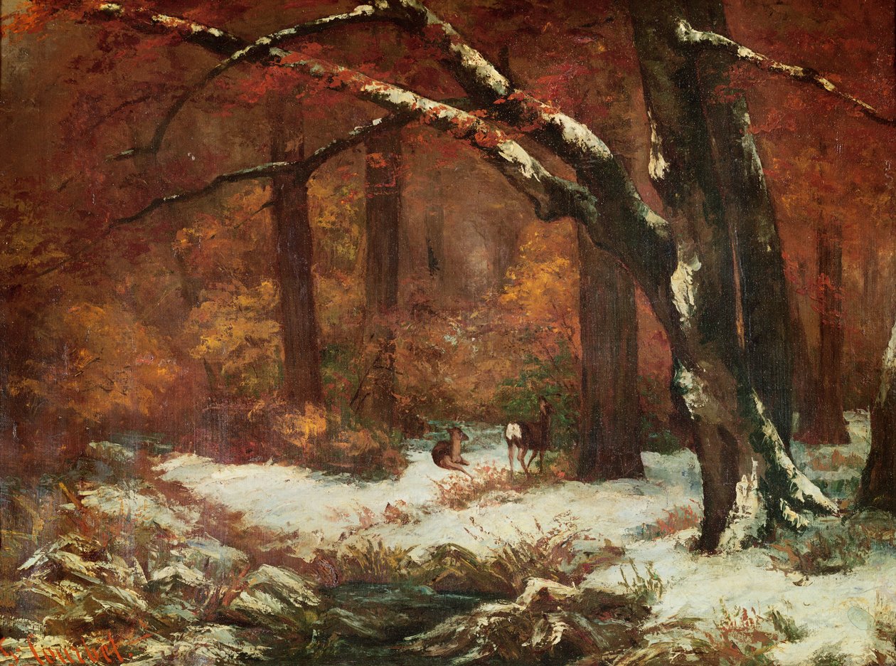 Jeleń wycofujący się autorstwa Gustave Courbet