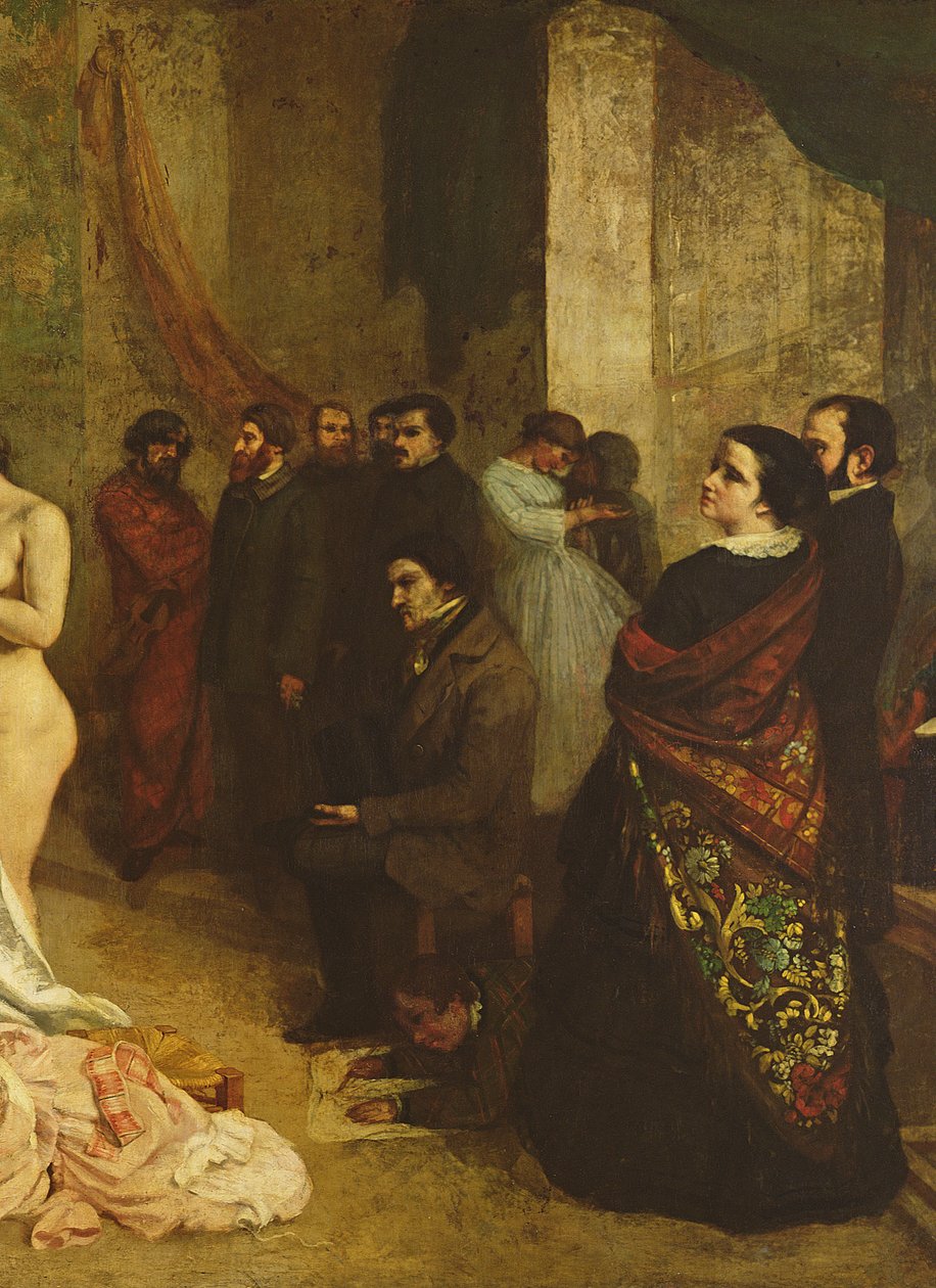 Pracownia Malarza, alegoria prawdziwa, 1855 olej na płótnie, detal z 19190 autorstwa Gustave Courbet