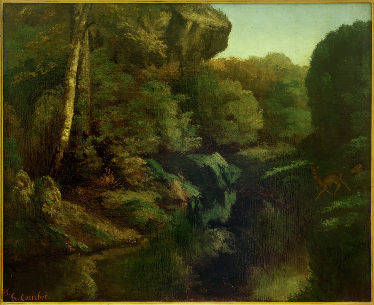 Widok na las Fontainebleau autorstwa Gustave Courbet